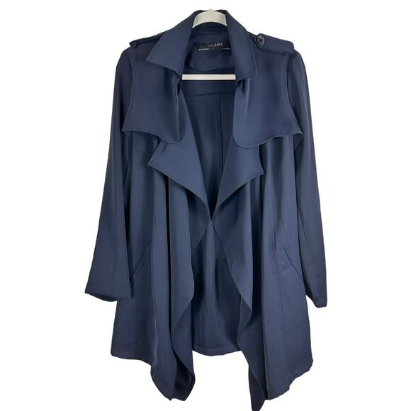 Zara Blue Belted Double Breasted Trench Coat Size Medium - Picture 1 of 14